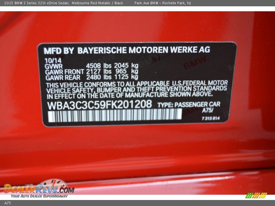 BMW Color Code A75 Melbourne Red Metallic