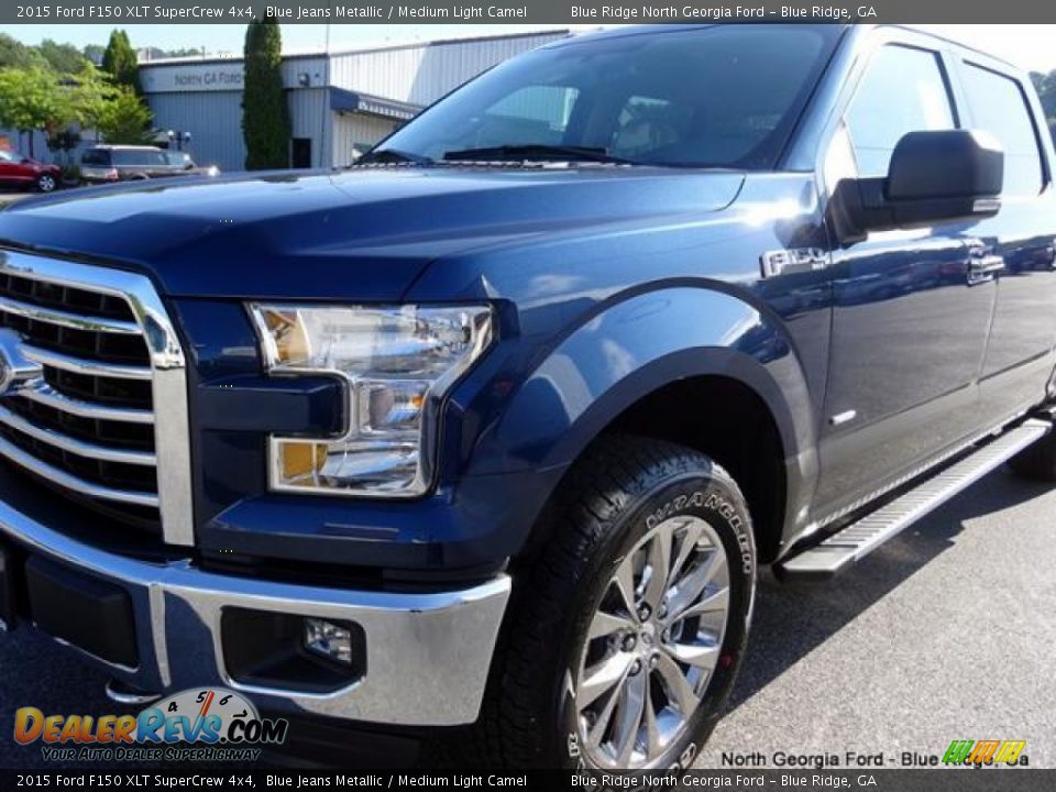 2015 Ford F150 XLT SuperCrew 4x4 Blue Jeans Metallic / Medium Light Camel Photo #35