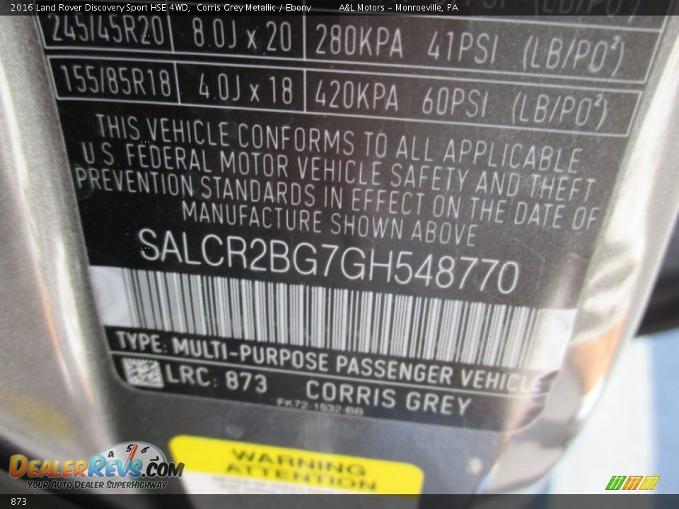 Land Rover Color Code 873 Corris Grey Metallic