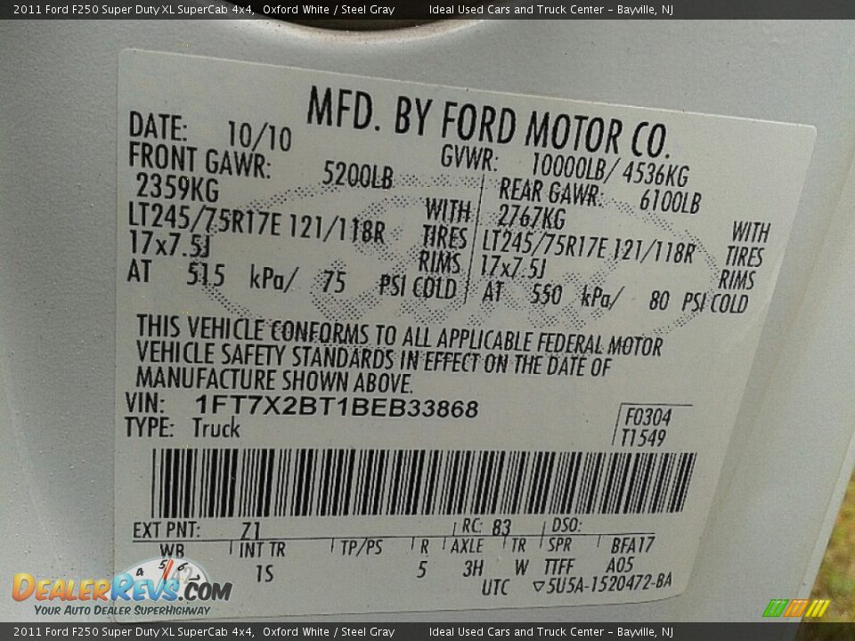 2011 Ford F250 Super Duty XL SuperCab 4x4 Oxford White / Steel Gray Photo #36