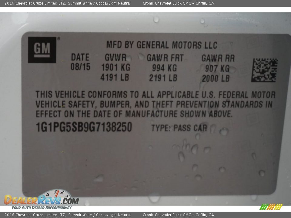 2016 Chevrolet Cruze Limited LTZ Summit White / Cocoa/Light Neutral Photo #18