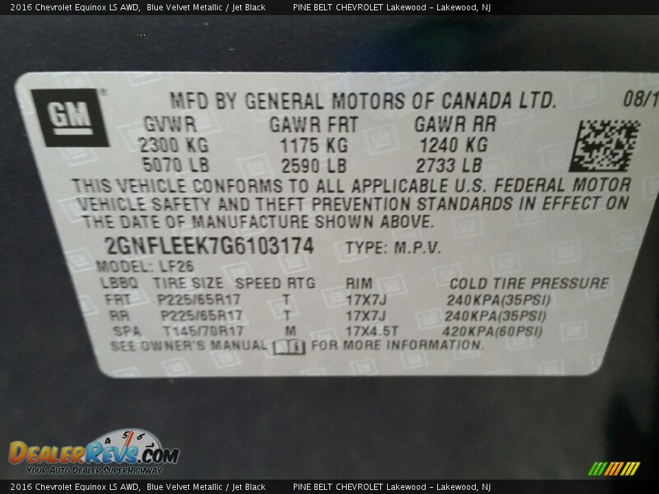 2016 Chevrolet Equinox LS AWD Blue Velvet Metallic / Jet Black Photo #9