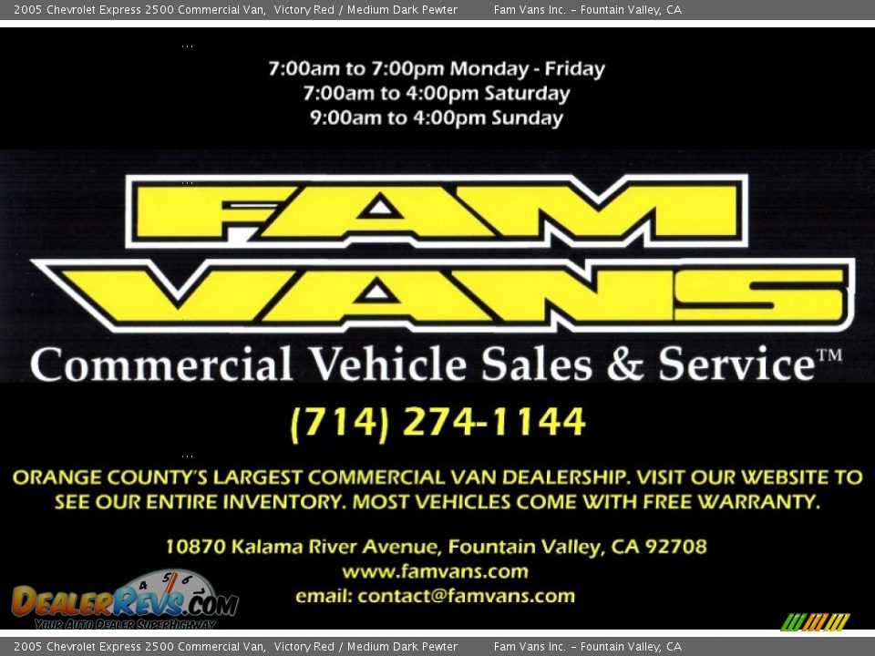 Dealer Info of 2005 Chevrolet Express 2500 Commercial Van Photo #26