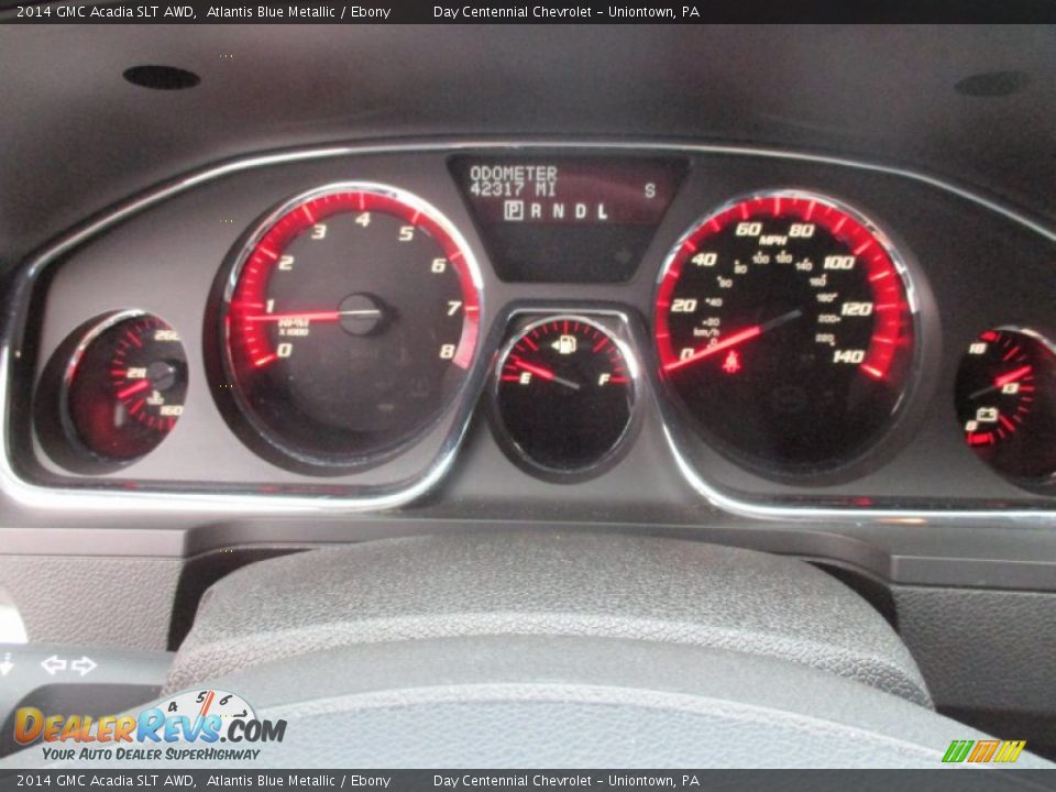 2014 GMC Acadia SLT AWD Atlantis Blue Metallic / Ebony Photo #34