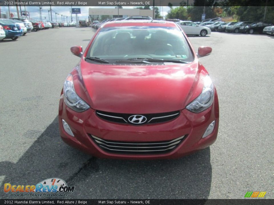 2012 Hyundai Elantra Limited Red Allure / Beige Photo #3