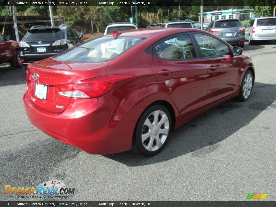 2012 Hyundai Elantra Limited Red Allure / Beige Photo #6