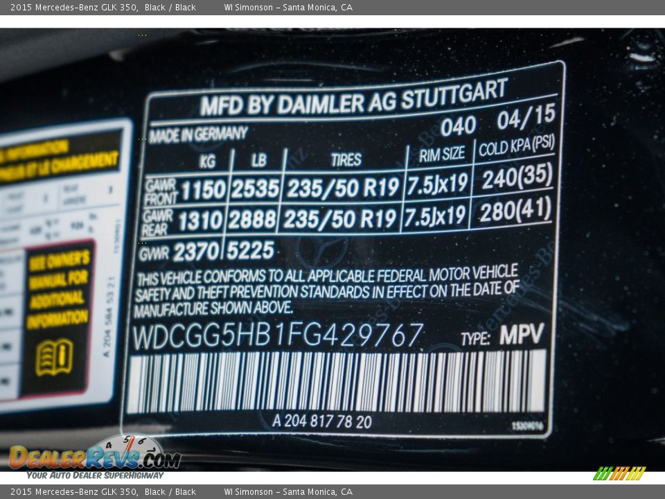 2015 Mercedes-Benz GLK 350 Black / Black Photo #8