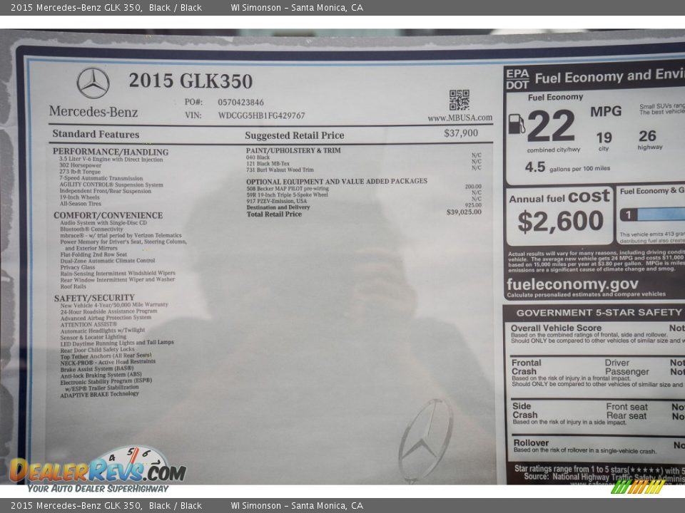 2015 Mercedes-Benz GLK 350 Black / Black Photo #11