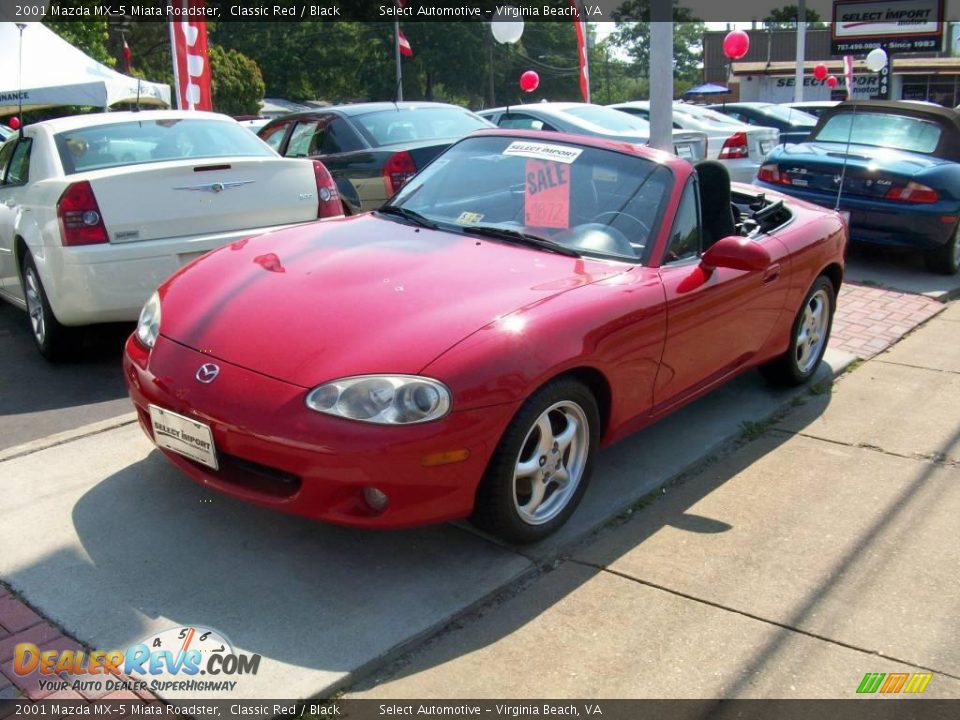 2001 Mazda MX-5 Miata Roadster Classic Red / Black Photo #2