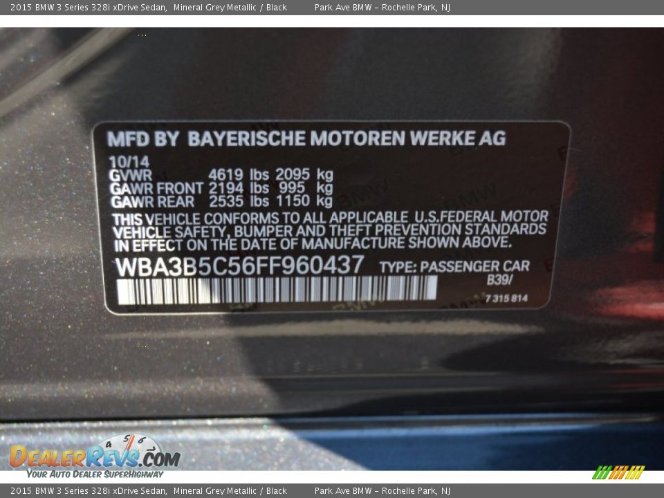 2015 BMW 3 Series 328i xDrive Sedan Mineral Grey Metallic / Black Photo #31