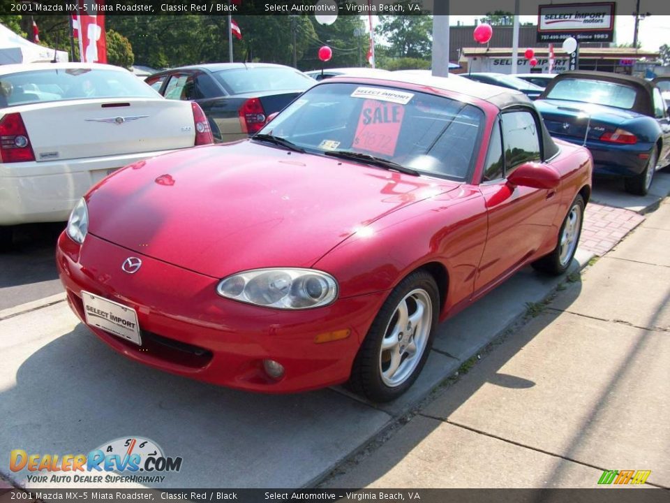 2001 Mazda MX-5 Miata Roadster Classic Red / Black Photo #29