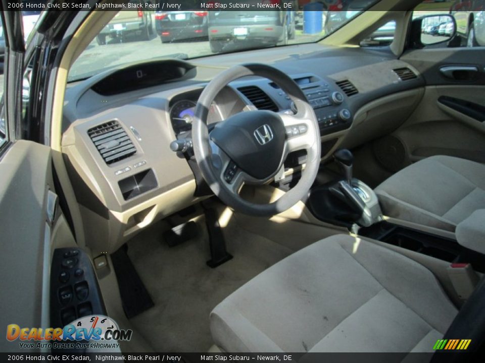 2006 Honda Civic EX Sedan Nighthawk Black Pearl / Ivory Photo #11