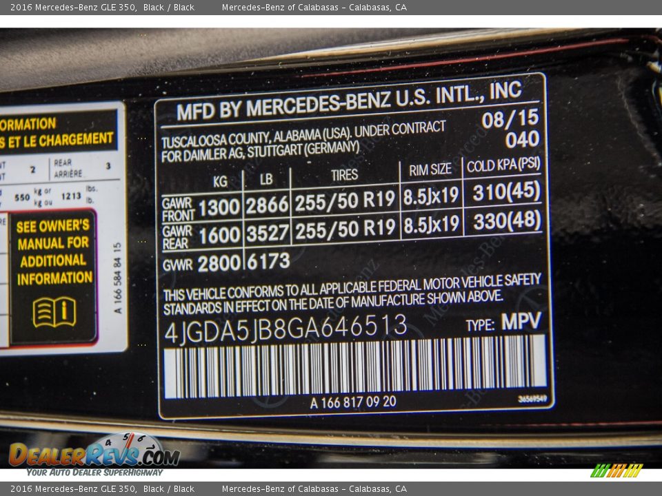 2016 Mercedes-Benz GLE 350 Black / Black Photo #7