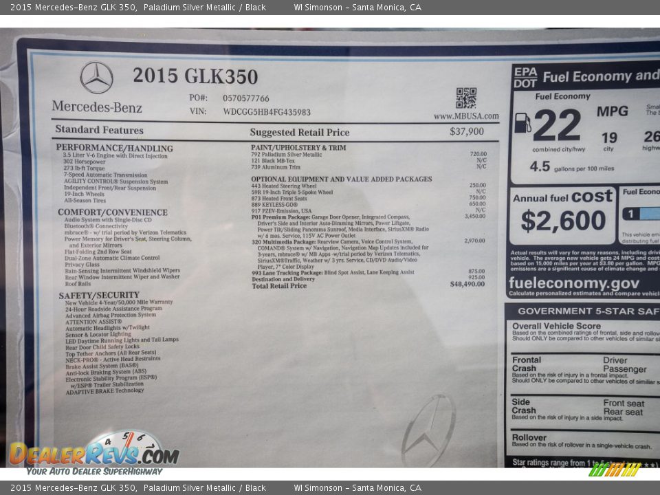 2015 Mercedes-Benz GLK 350 Paladium Silver Metallic / Black Photo #11