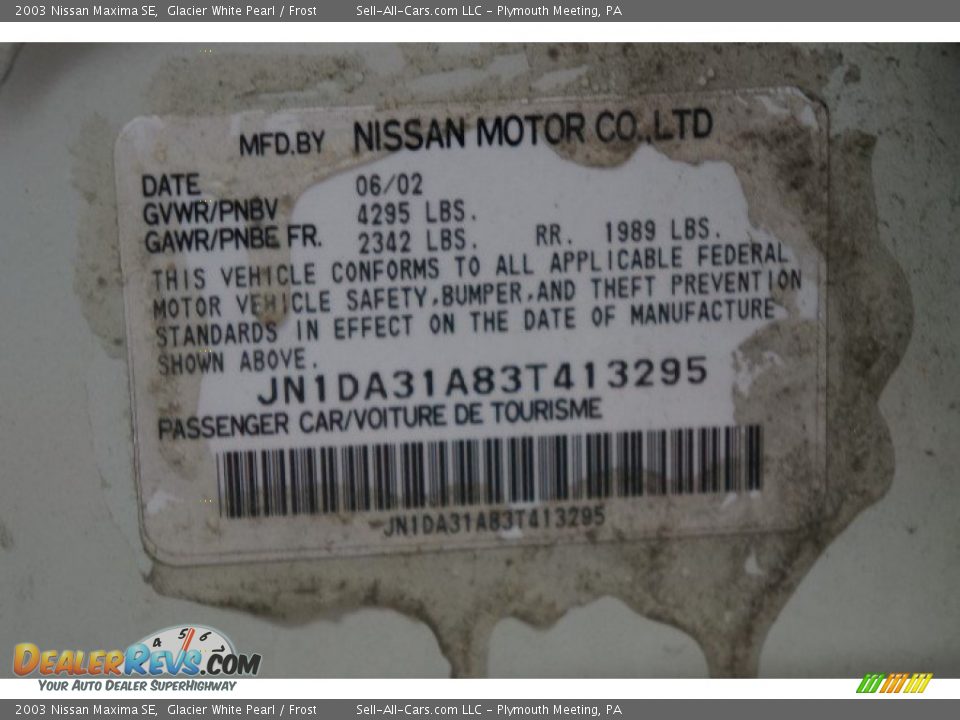 2003 Nissan Maxima SE Glacier White Pearl / Frost Photo #15