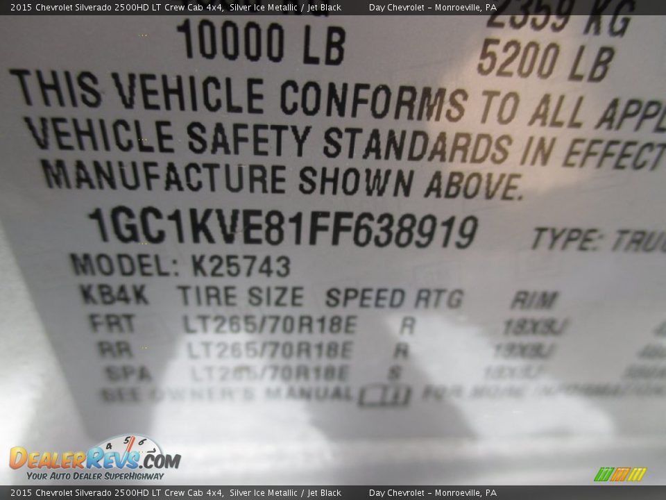 2015 Chevrolet Silverado 2500HD LT Crew Cab 4x4 Silver Ice Metallic / Jet Black Photo #19