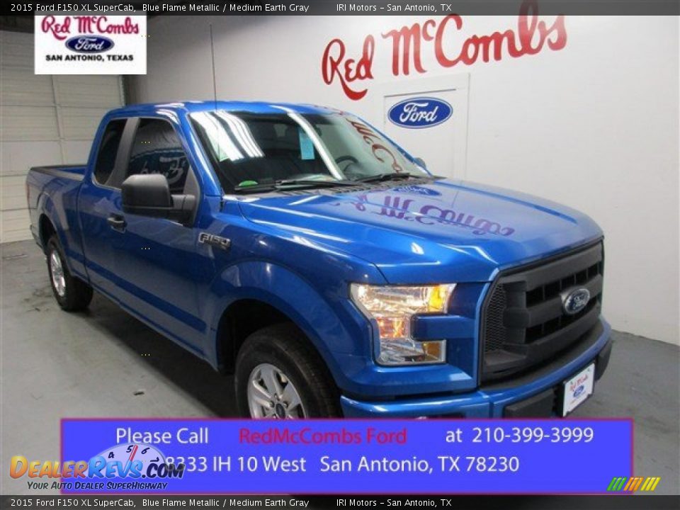 2015 Ford F150 XL SuperCab Blue Flame Metallic / Medium Earth Gray Photo #1