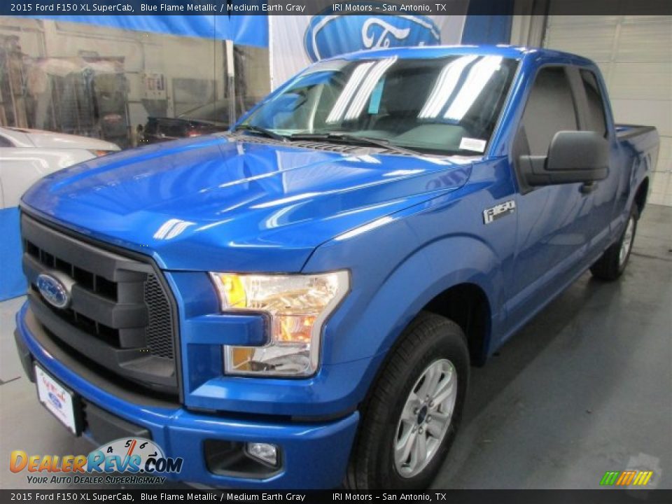 2015 Ford F150 XL SuperCab Blue Flame Metallic / Medium Earth Gray Photo #3