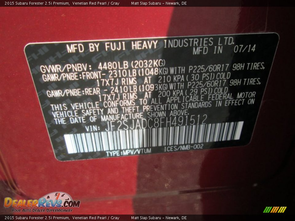 2015 Subaru Forester 2.5i Premium Venetian Red Pearl / Gray Photo #30