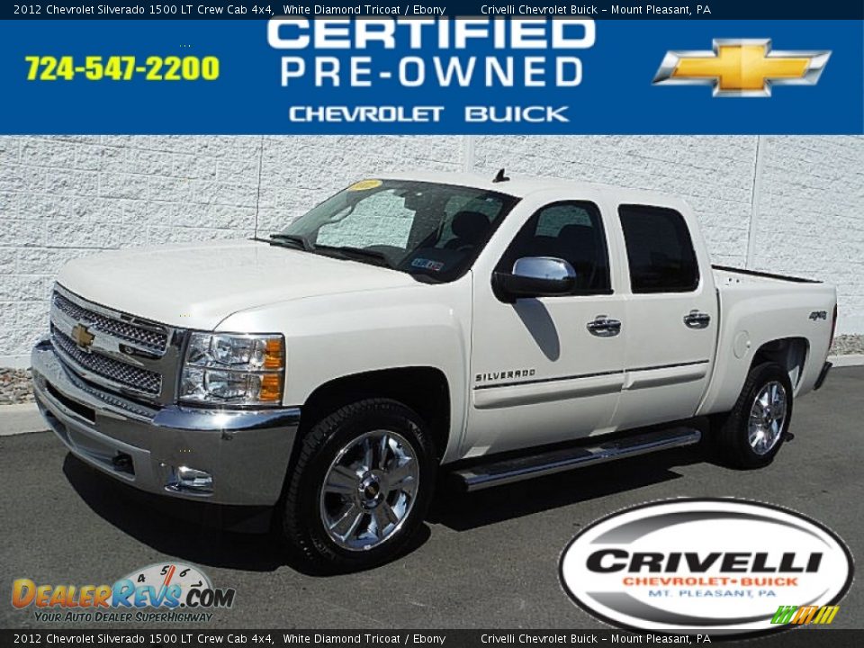 2012 Chevrolet Silverado 1500 LT Crew Cab 4x4 White Diamond Tricoat / Ebony Photo #1