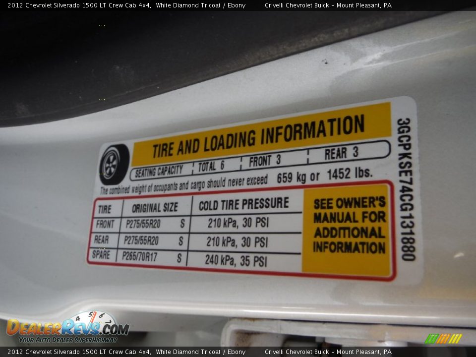 2012 Chevrolet Silverado 1500 LT Crew Cab 4x4 White Diamond Tricoat / Ebony Photo #32
