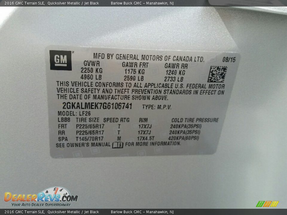 2016 GMC Terrain SLE Quicksilver Metallic / Jet Black Photo #10