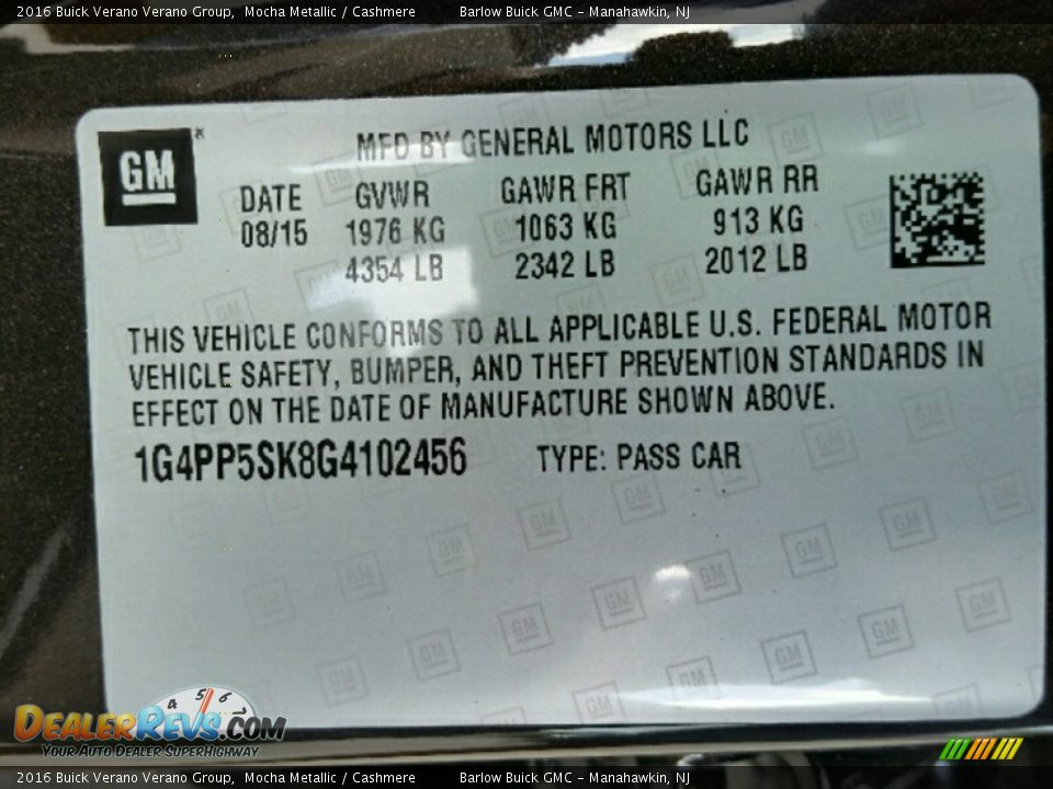 2016 Buick Verano Verano Group Mocha Metallic / Cashmere Photo #10