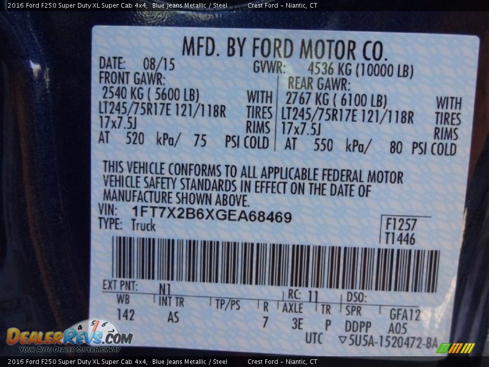 2016 Ford F250 Super Duty XL Super Cab 4x4 Blue Jeans Metallic / Steel Photo #16