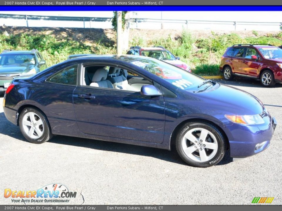 2007 Honda Civic EX Coupe Royal Blue Pearl / Gray Photo #4