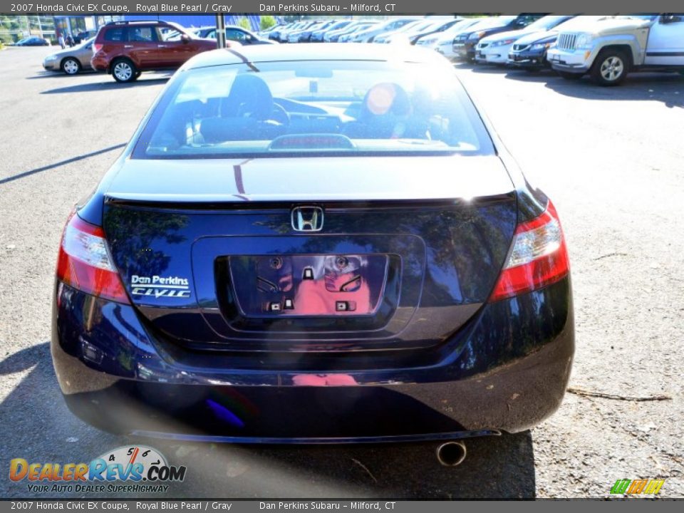 2007 Honda Civic EX Coupe Royal Blue Pearl / Gray Photo #7
