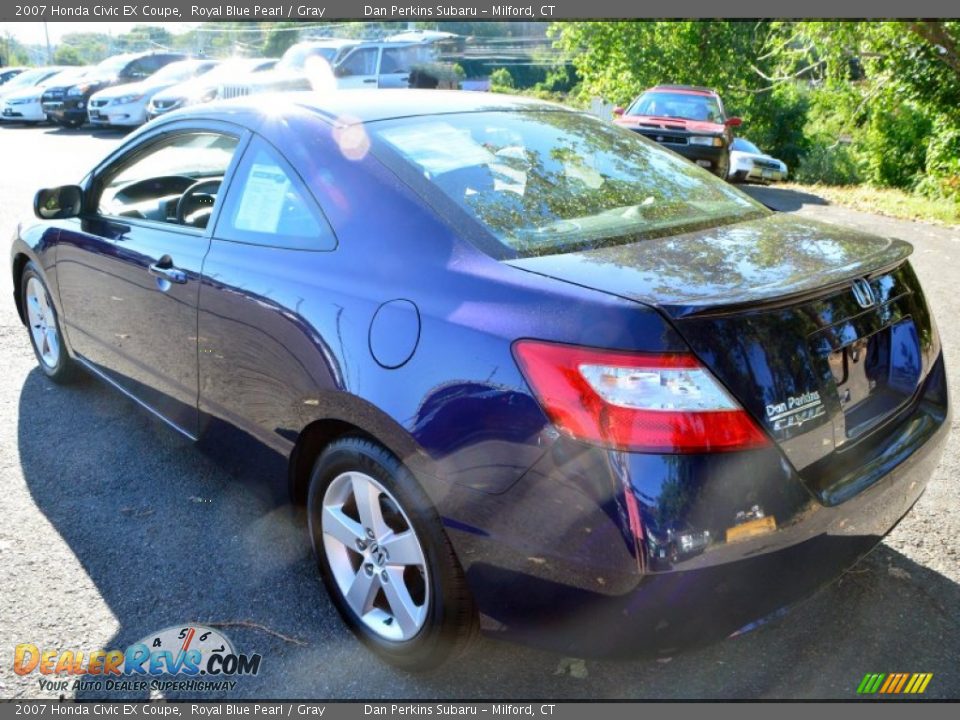 2007 Honda Civic EX Coupe Royal Blue Pearl / Gray Photo #8