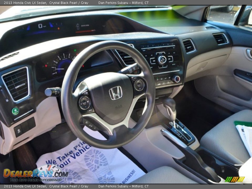 2013 Honda Civic LX Sedan Crystal Black Pearl / Gray Photo #5