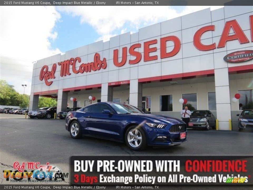 2015 Ford Mustang V6 Coupe Deep Impact Blue Metallic / Ebony Photo #1