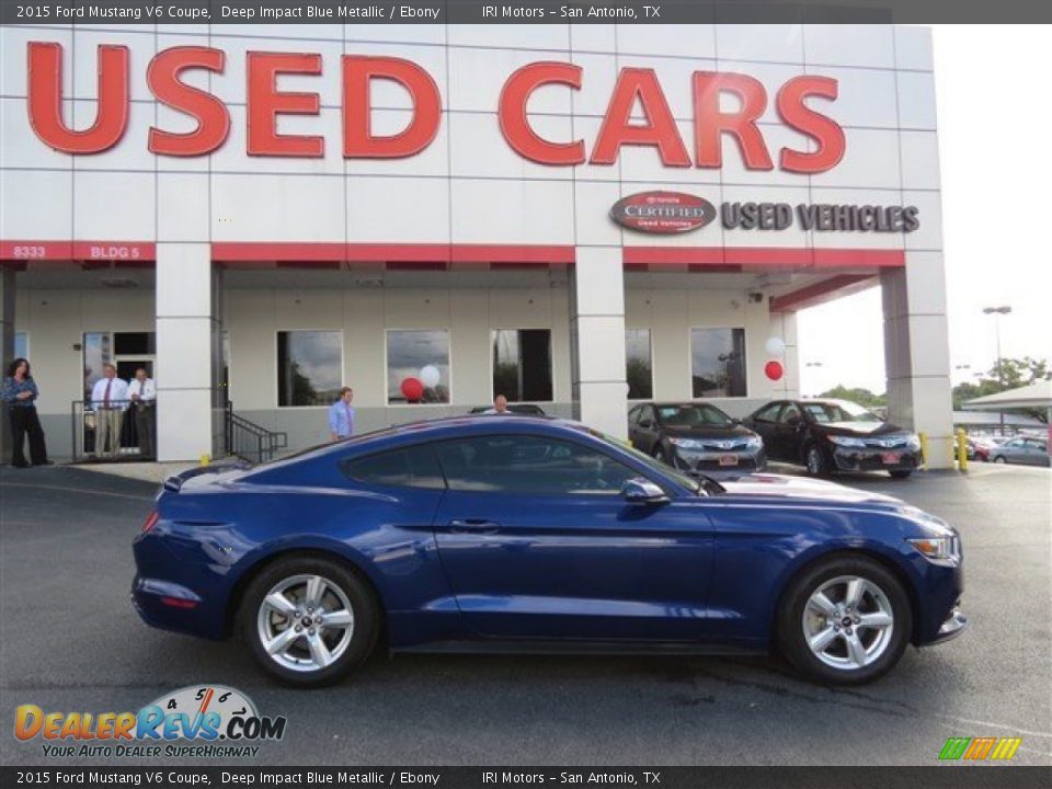 2015 Ford Mustang V6 Coupe Deep Impact Blue Metallic / Ebony Photo #9