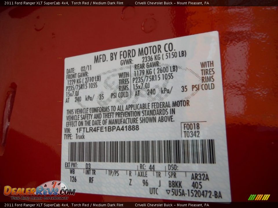 2011 Ford Ranger XLT SuperCab 4x4 Torch Red / Medium Dark Flint Photo #29