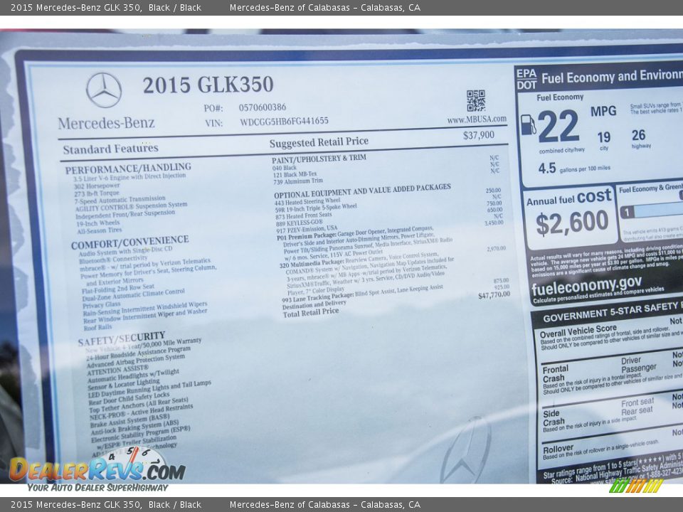 2015 Mercedes-Benz GLK 350 Window Sticker Photo #9
