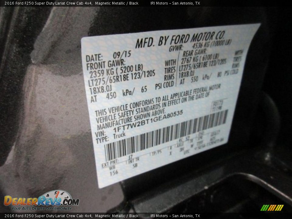 2016 Ford F250 Super Duty Lariat Crew Cab 4x4 Magnetic Metallic / Black Photo #15