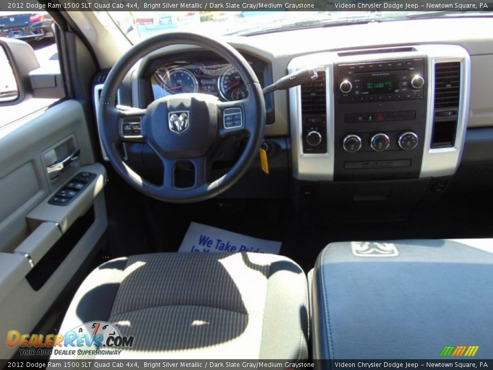2012 Dodge Ram 1500 SLT Quad Cab 4x4 Bright Silver Metallic / Dark Slate Gray/Medium Graystone Photo #17