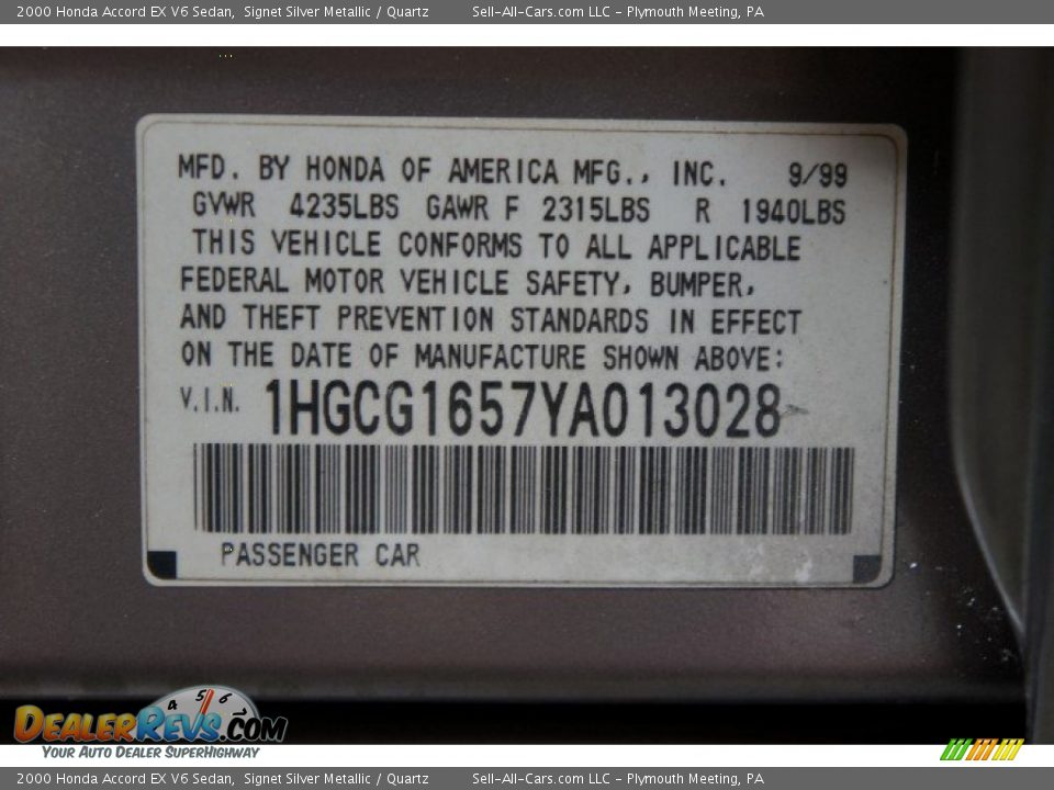 2000 Honda Accord EX V6 Sedan Signet Silver Metallic / Quartz Photo #14