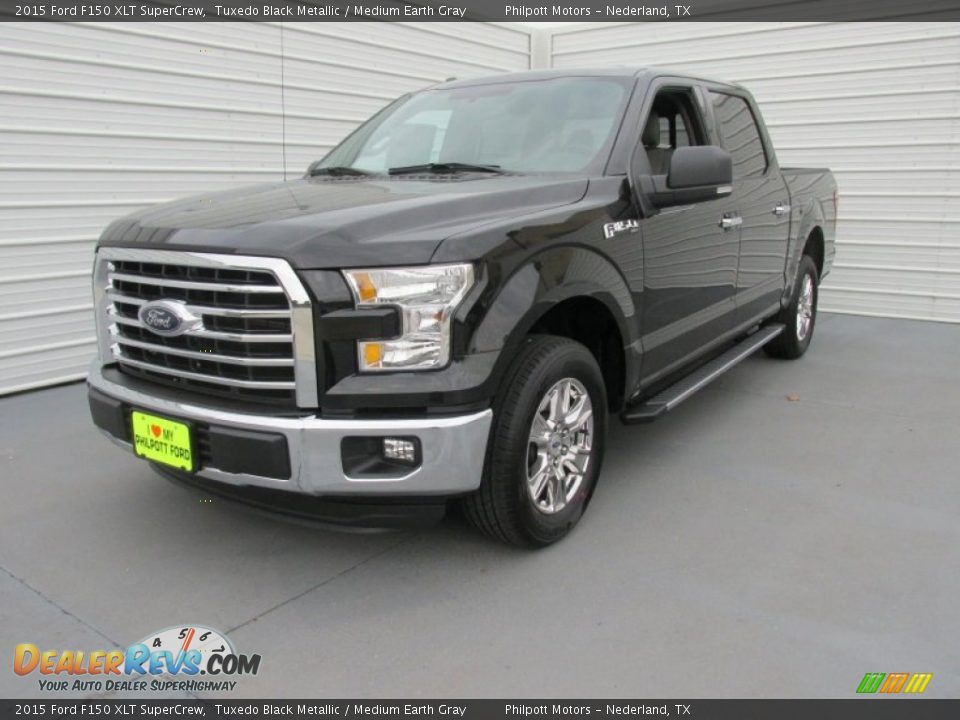 2015 Ford F150 XLT SuperCrew Tuxedo Black Metallic / Medium Earth Gray Photo #7