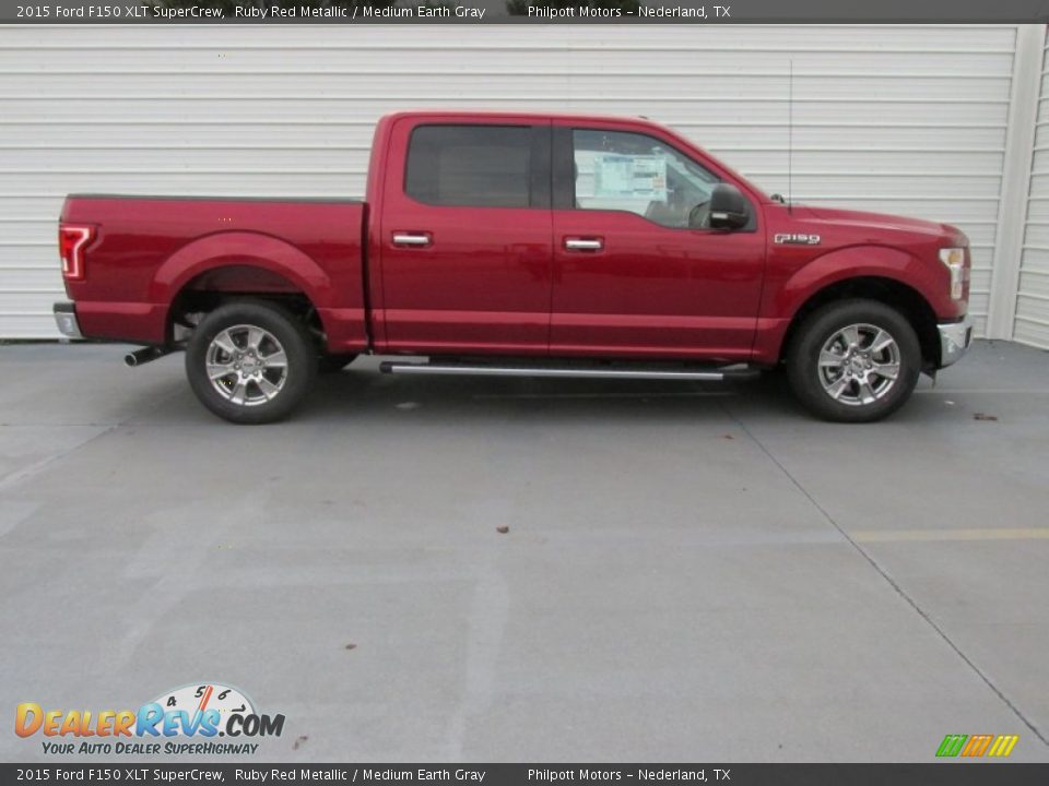 2015 Ford F150 XLT SuperCrew Ruby Red Metallic / Medium Earth Gray Photo #3