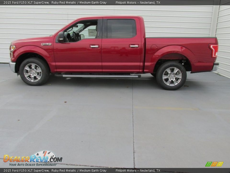2015 Ford F150 XLT SuperCrew Ruby Red Metallic / Medium Earth Gray Photo #6