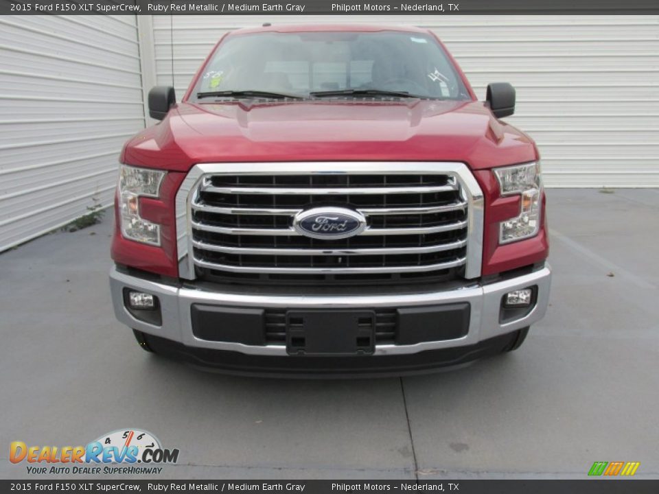 2015 Ford F150 XLT SuperCrew Ruby Red Metallic / Medium Earth Gray Photo #8