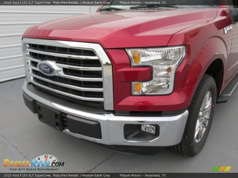 2015 Ford F150 XLT SuperCrew Ruby Red Metallic / Medium Earth Gray Photo #10