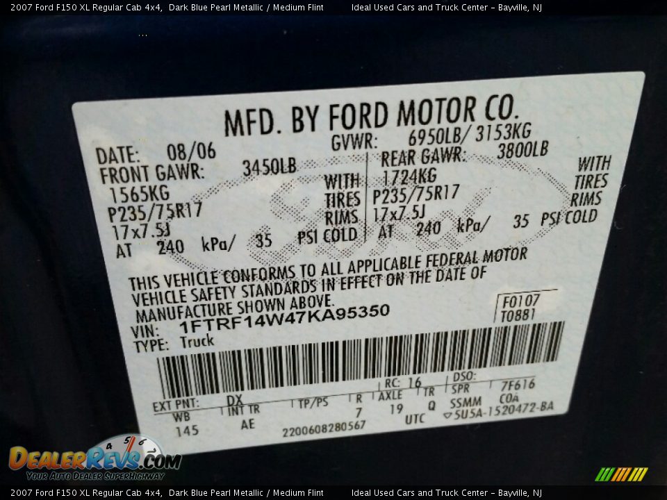 2007 Ford F150 XL Regular Cab 4x4 Dark Blue Pearl Metallic / Medium Flint Photo #17