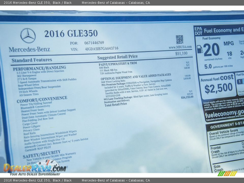 2016 Mercedes-Benz GLE 350 Window Sticker Photo #11