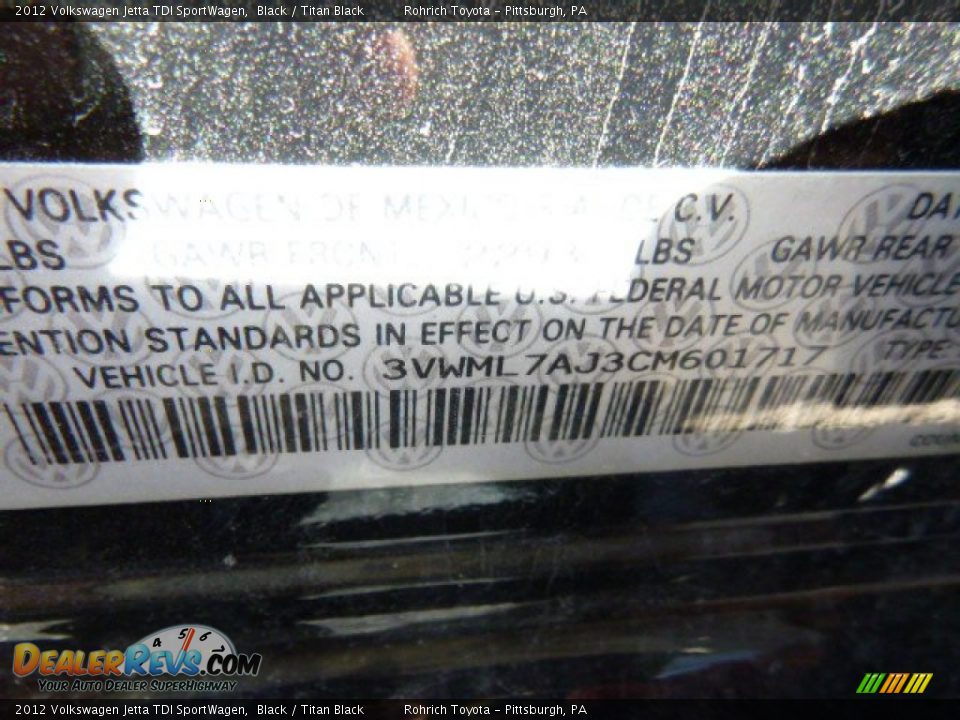 2012 Volkswagen Jetta TDI SportWagen Black / Titan Black Photo #9