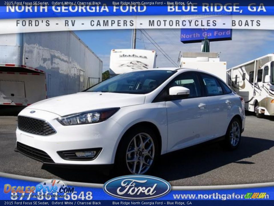 2015 Ford Focus SE Sedan Oxford White / Charcoal Black Photo #1