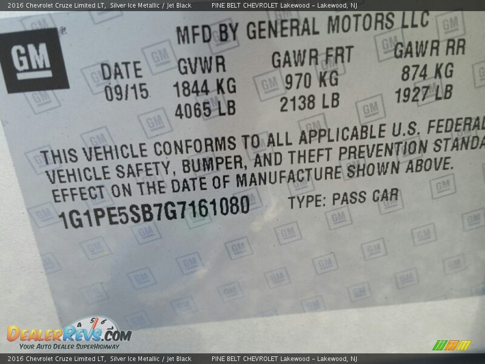 2016 Chevrolet Cruze Limited LT Silver Ice Metallic / Jet Black Photo #9