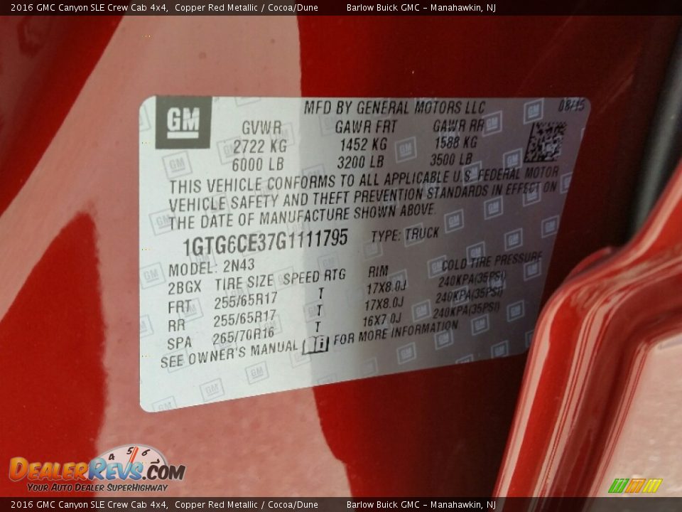 2016 GMC Canyon SLE Crew Cab 4x4 Copper Red Metallic / Cocoa/Dune Photo #10